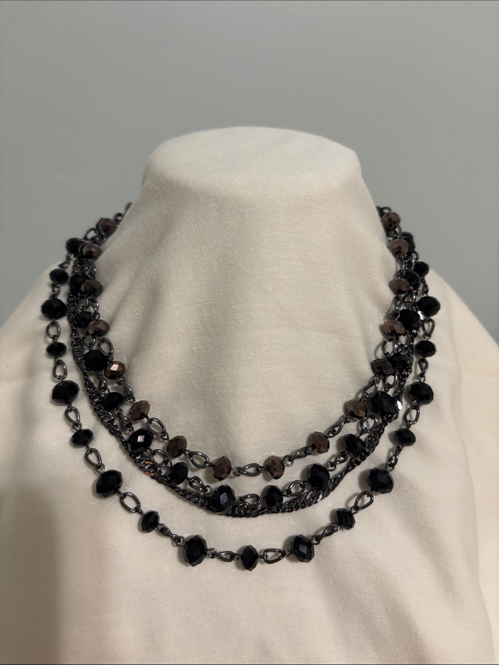 Premier Designs Necklace Black Glass Bead Multi Strand Convertible 4 In 1 Style